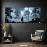 Dark fantasy Black Myth Wukong poster set by Dripster featuring a warrior and giant mystical creatures